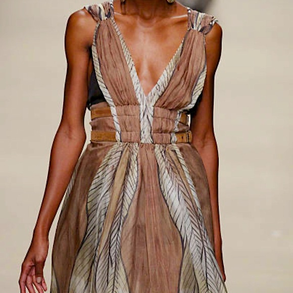 BNWT Alberta Ferretti Runway Collection Silk Belted Maxi-Dress, IT 40 US 4 - Picture 3 of 16